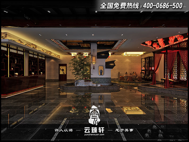 中式茶樓大堂設(shè)計效果圖