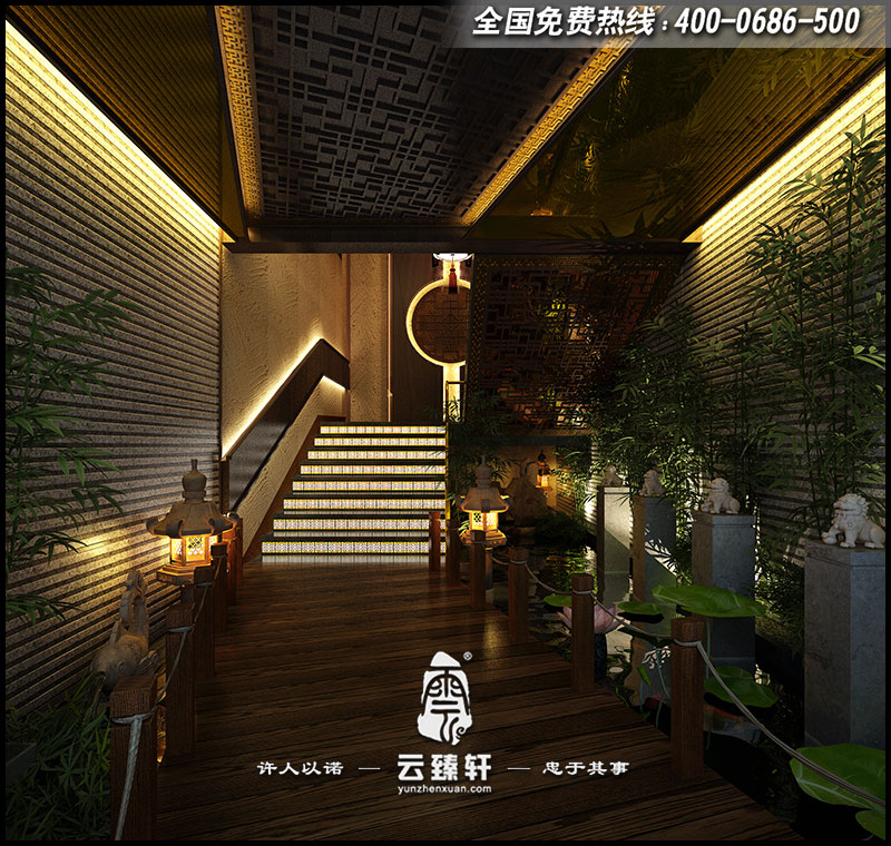 中式會(huì)所門(mén)廳設(shè)計(jì)效果圖